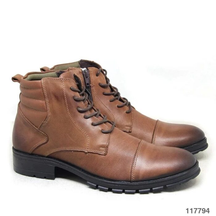 BOTA MASCULINA COURO LEGÍTIMO - PRETO / MARROM - Imagem 4